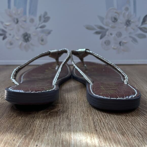 Sam Edelman Giles Gold Snakeskin Print Knotted Thong Sandals - Picture 5 of 14